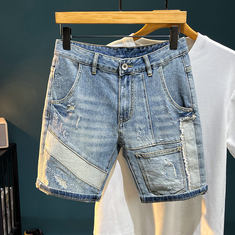 2026年男款夏季牛仔美式复古工装短裤休闲中裤弹力五分裤潮牌百搭