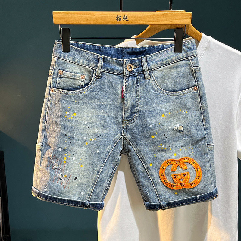 2026年男款夏季牛仔美式复古工装短裤休闲中裤弹力五分裤潮牌百搭