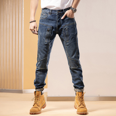 春秋牛仔裤男修身小脚弹力长裤子