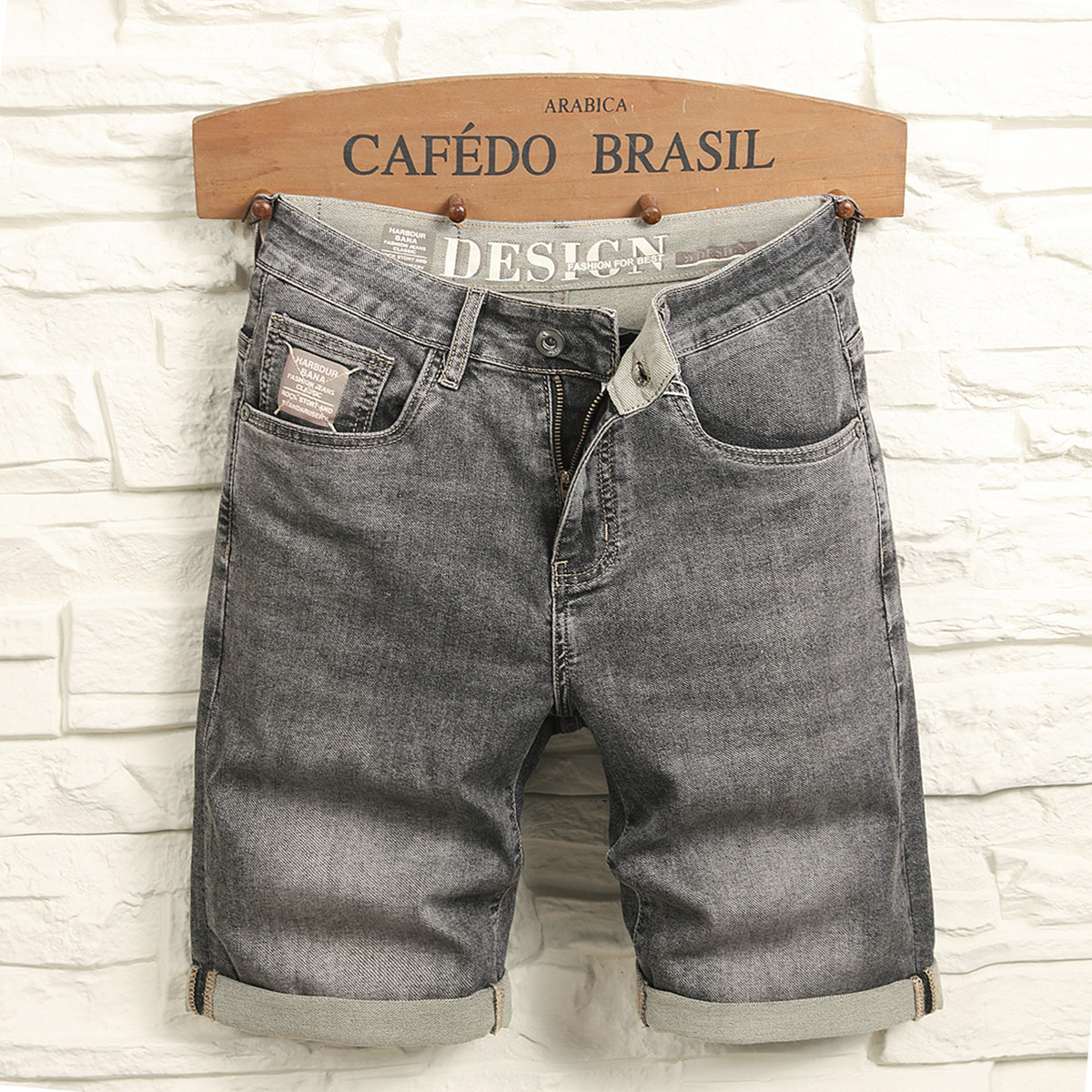 2025年新款牛仔短裤男夏季薄款中裤黑烟灰五分潮流百搭弹力休闲5