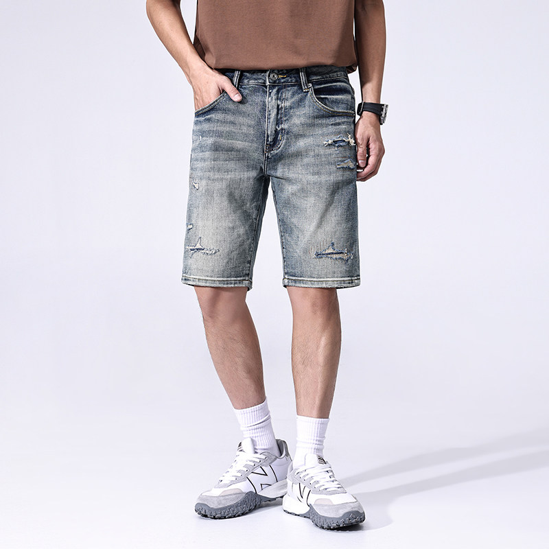 2026年新款牛仔裤男款夏季潮牌休闲百搭修身小脚五分裤男5