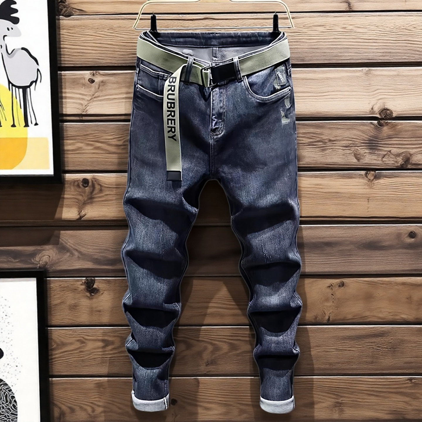 秋季新款男士修身牛仔裤