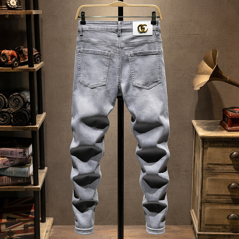 夏季薄款牛仔裤男修身小脚2026年春夏新款男裤商务休闲男款长裤子