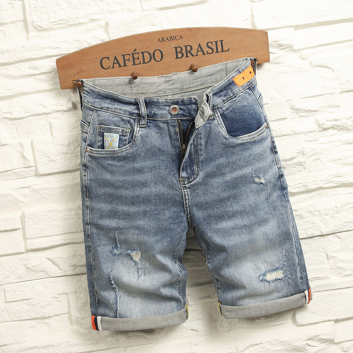 2026年男款夏季牛仔美式复古工装短裤休闲中裤弹力五分裤潮牌百搭