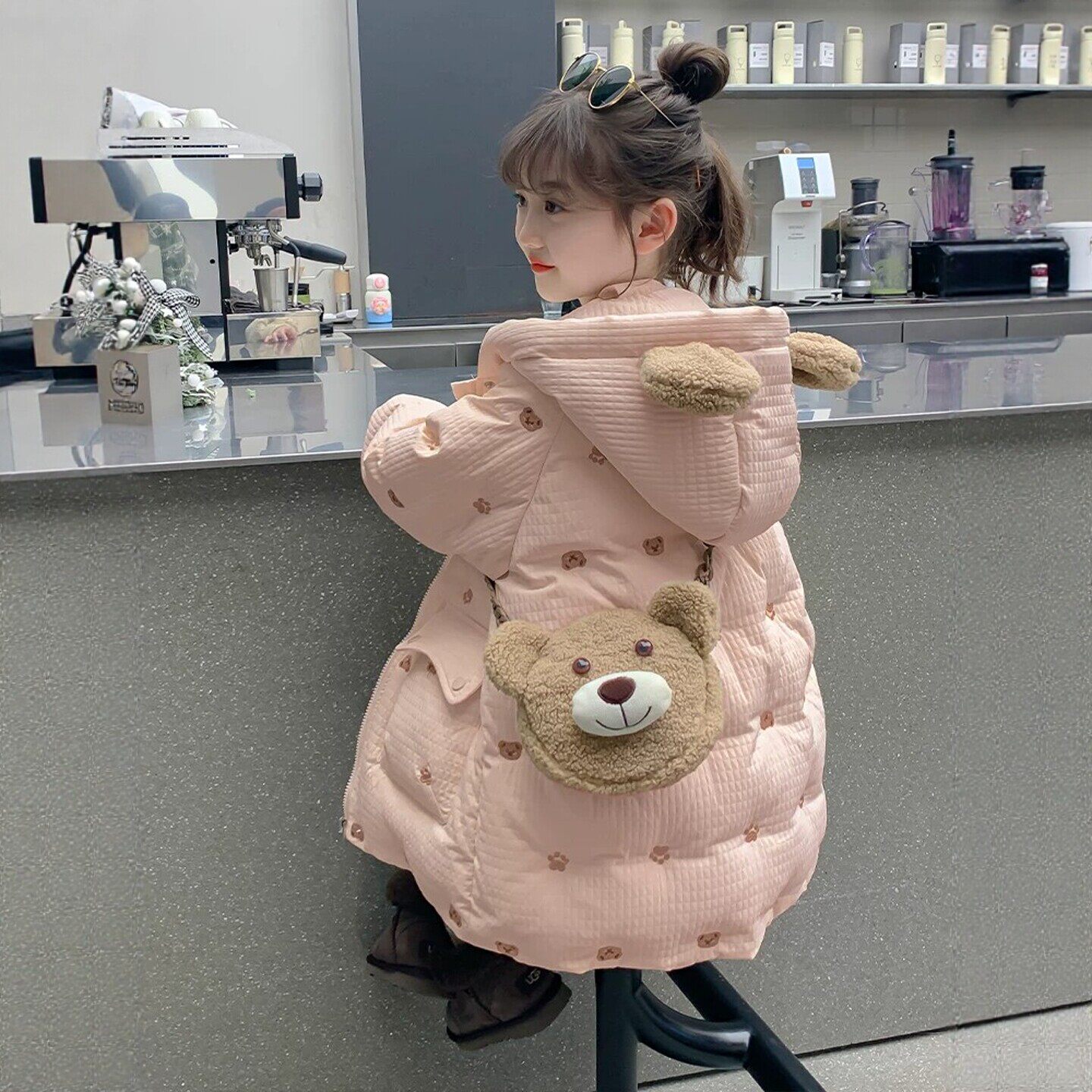 VYEO女童冬季羽绒服2026新款洋气儿童90白鸭绒中长款冬季衣服外套