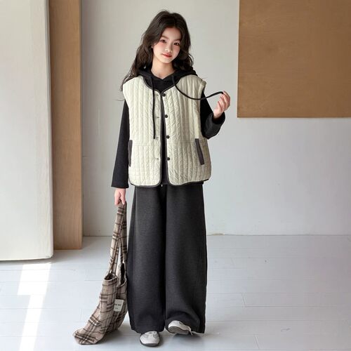 VYEO女童秋冬加绒保暖马甲三件套