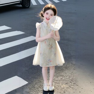 NEXT JANSO女童夏季新中式连衣裙2026新款女大童国风旗袍裙公主裙