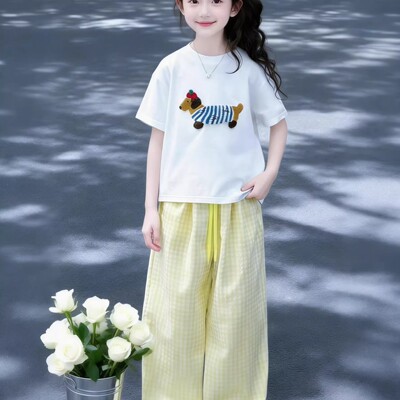 女童夏季套装26新款洋气短袖T恤