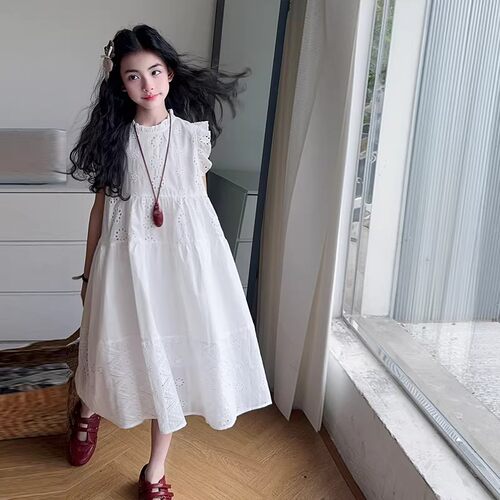 女童白色连衣裙夏装2026新款洋气