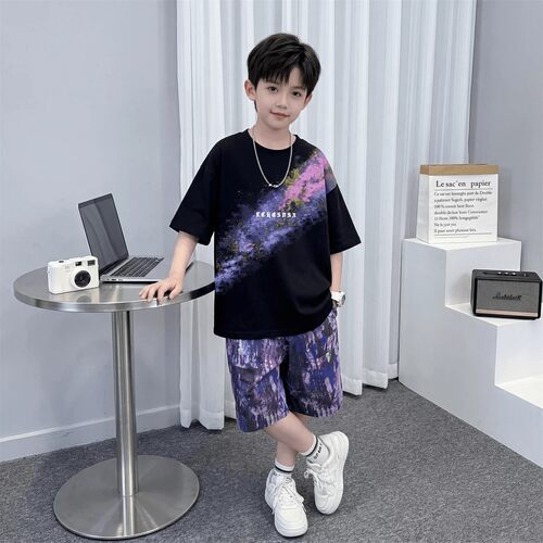 男童夏季薄款短袖T恤两件套