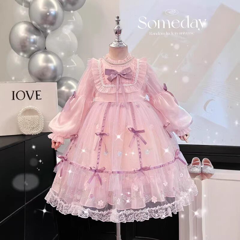 女童春秋款高端洛丽塔连衣裙26新款小女孩礼服蓬蓬纱裙公主裙 N/J