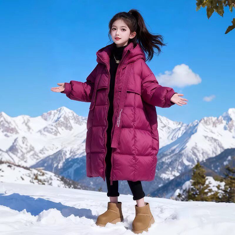 NEXT JANSO女童羽绒服冬季2025新款洋气韩版中长款保暖白鸭绒外套