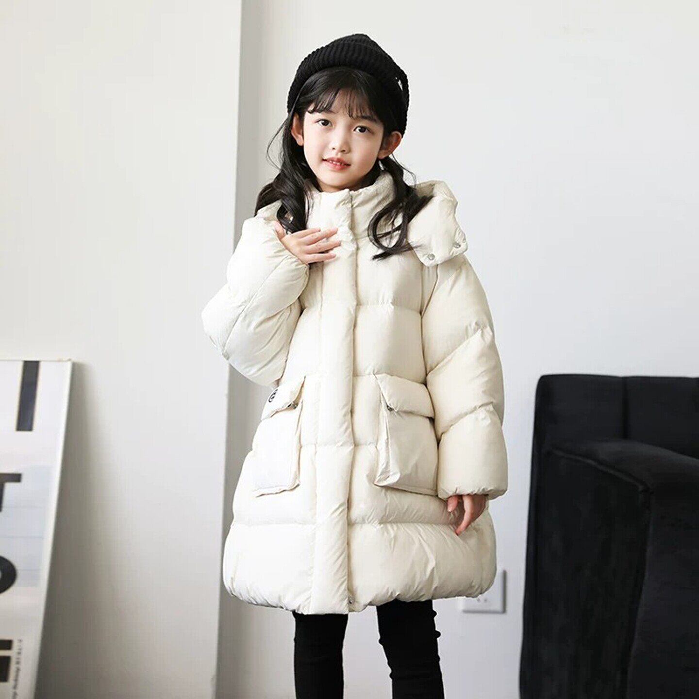VYEO女童冬季羽绒服2026新款儿童中长款加厚母女亲子装冬装外套潮