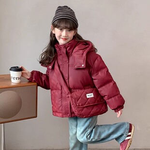 NEXT JANSO女童冬装羽绒服2025新款女大童冬季白鸭绒红色短款外套