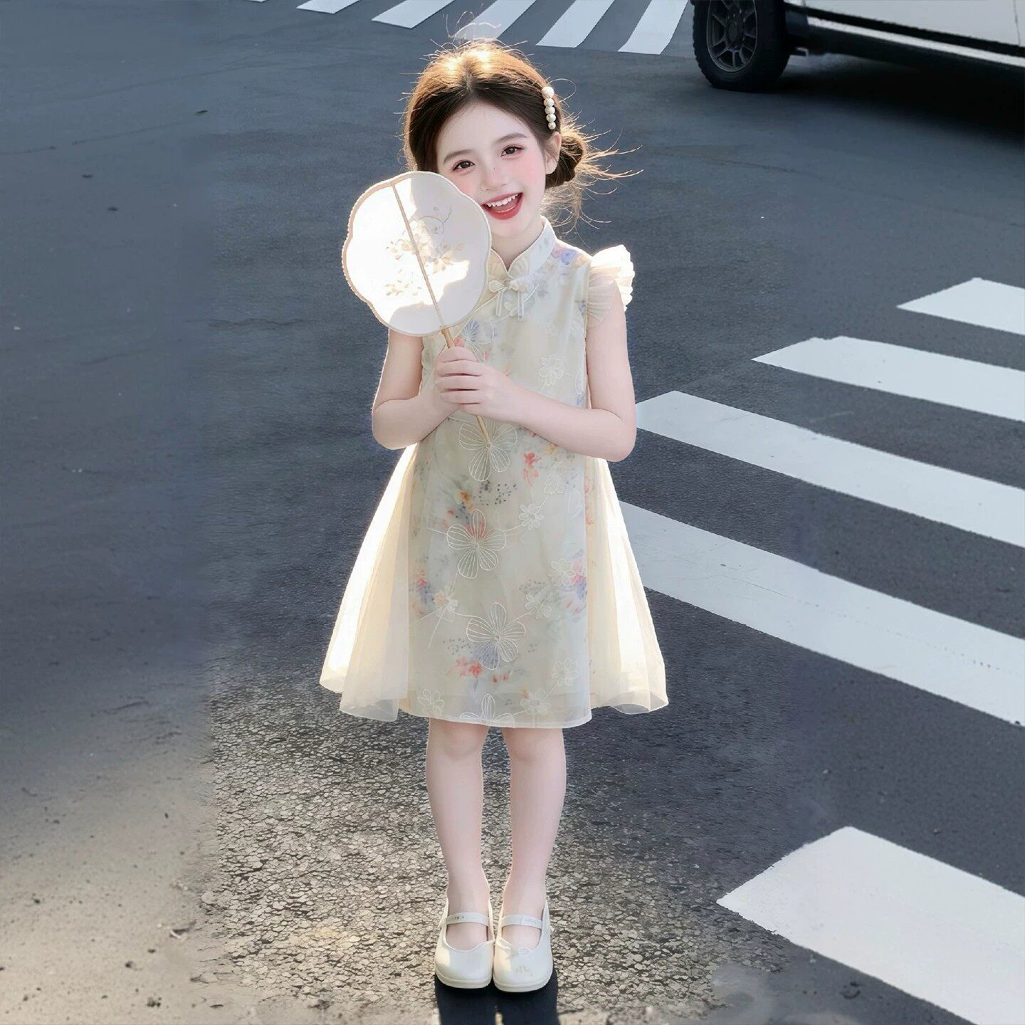 NEXT JANSO女童夏季新中式连衣裙2026新款女大童国风旗袍裙公主裙