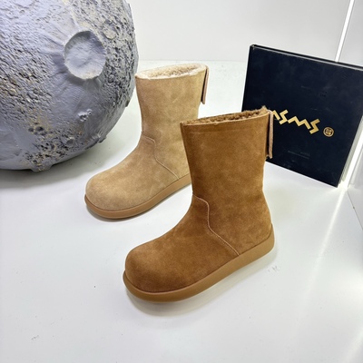 225-295玛莎玛索冬新款大棉短靴子翻毛皮勃肯靴羊羔毛厚底雪地靴