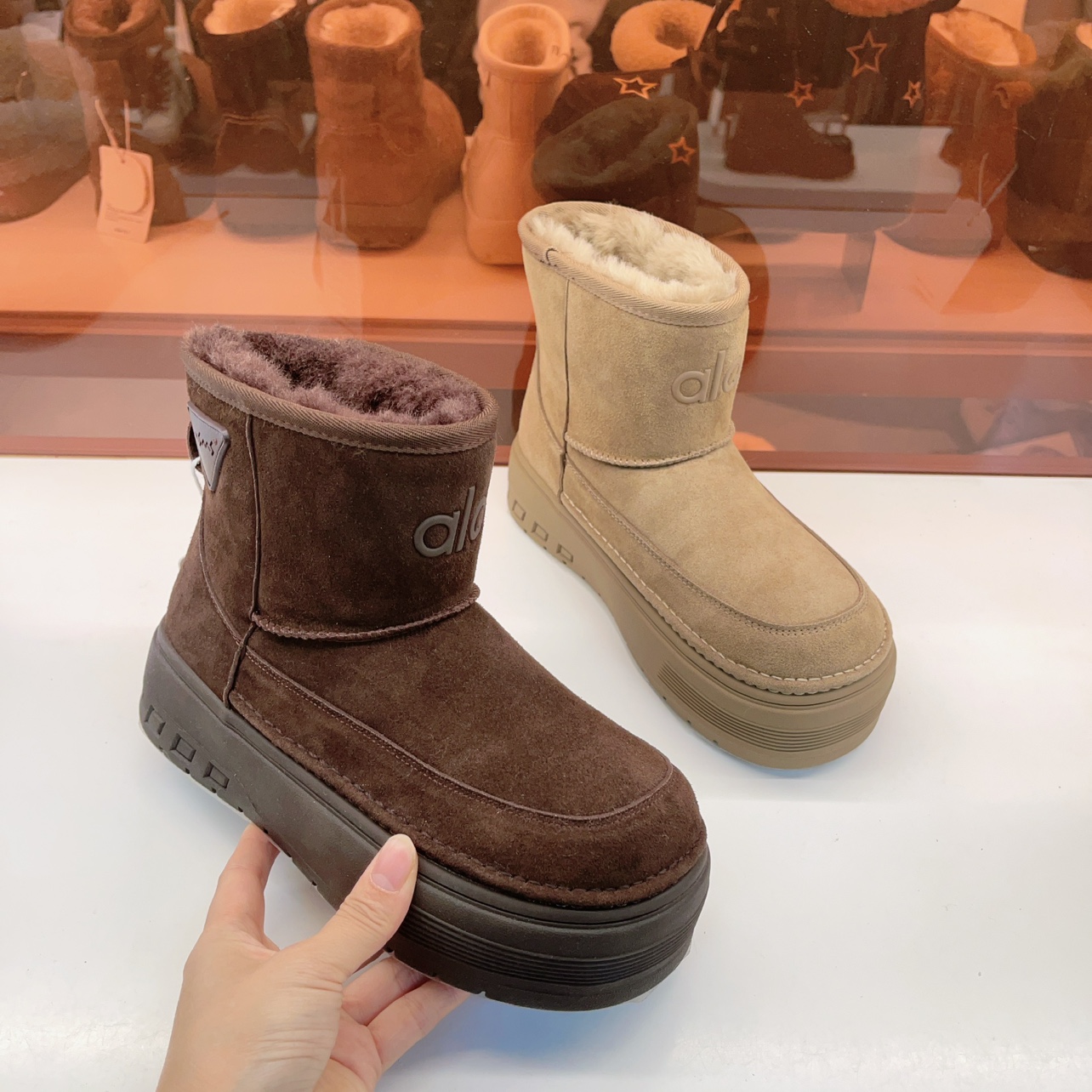 1005-1玛莎玛索25冬季新款厚底雪地靴翻毛皮加厚保暖短靴子大棉鞋