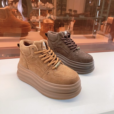 22-1162玛莎玛索新款反毛皮高帮厚底毛绒里大棉鞋休闲鞋系带男鞋