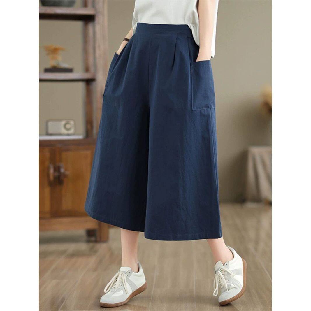 2026时尚高腰七分阔腿裤女士夏季薄款宽松百搭休闲裤显瘦宽腿裤裙