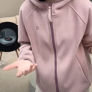 内里加奥粒绒加厚保暖防风连帽外套女士秋冬新款休闲百搭夹克上衣