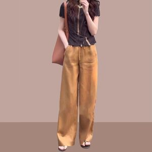 2025夏季新款女士冰丝休闲直筒裤高腰显瘦宽松时尚百搭阔腿裤子潮