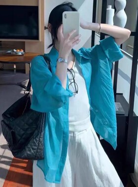 女款轻奢减龄湖蓝防晒衬衫外套