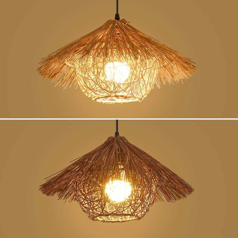 创意个性藤编吊灯复古怀旧艺术灯罩中国风仿古咖啡厅民宿竹编灯具