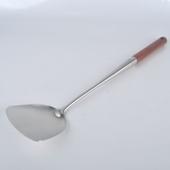 家用18 10不锈钢锅铲木柄防烫锅铲长柄加厚铲子炒勺厨具