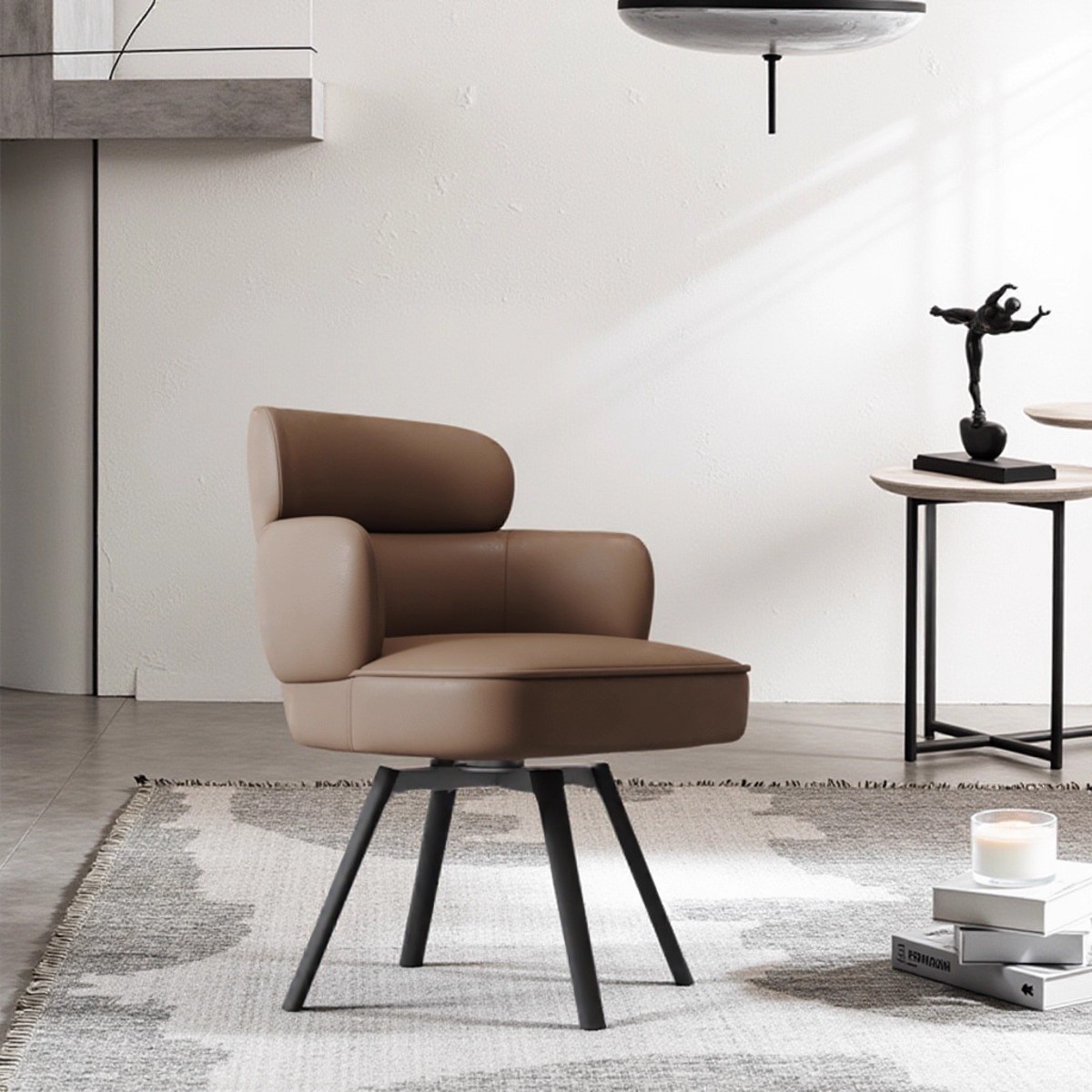 意式极简可旋转餐椅家用靠背椅