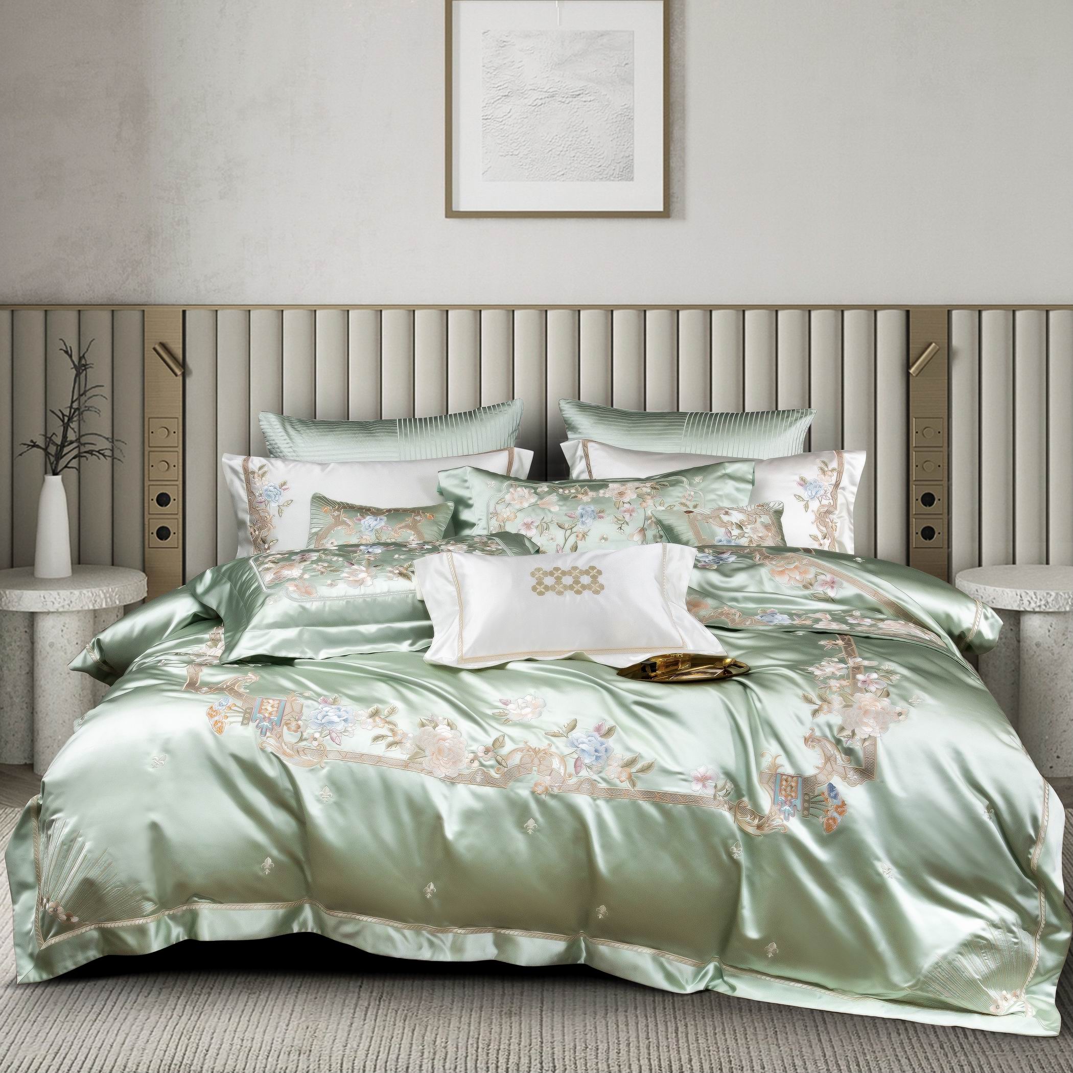 新款140S真丝棉新疆长绒棉高档轻奢田园公主家纺四件套亲肤柔软