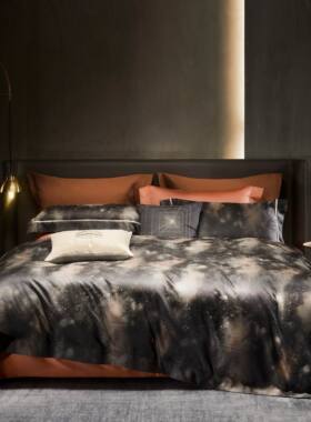 高端轻奢现代时尚160S匹马棉色织提花五星级床品四件套亲肤舒适软