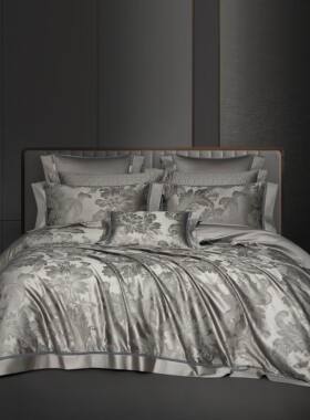 高端轻奢田园中式160S长绒棉全棉色织提花别墅四件套亲肤舒适柔软