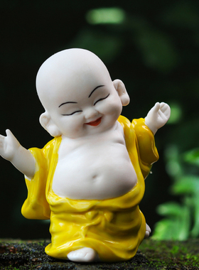 中式风人物小和尚禅意桌面摆件