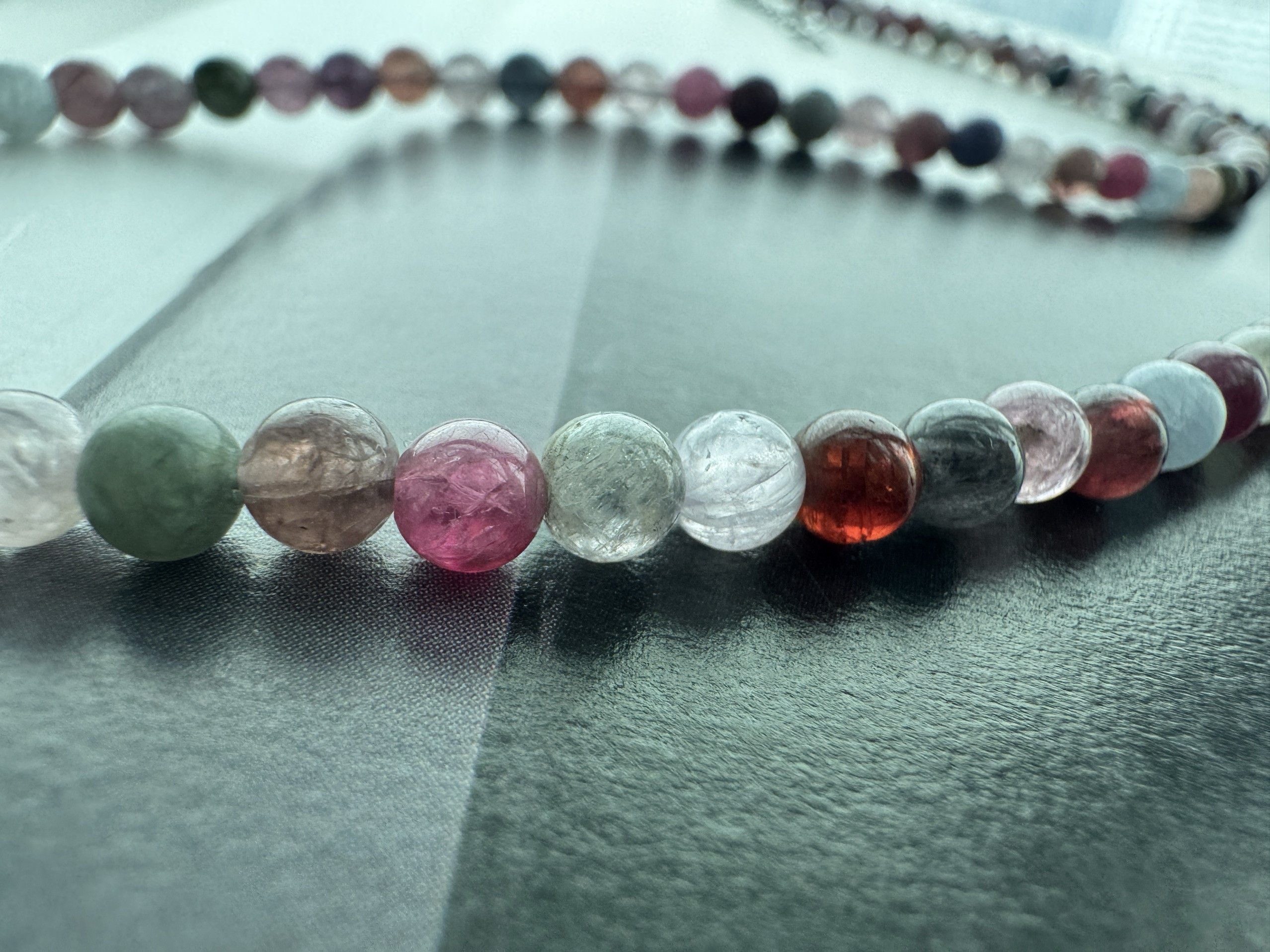 天然缅甸彩色尖晶石项链