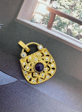 钱袋子 天然老矿料舒俱徕925银镀钱袋吊坠