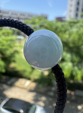 牛奶糖 天然翡翠奶白体飘翠12mm圆珠手串