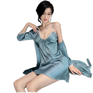 女士睡袍夏天冰丝性感睡衣高级感晨袍新款丝绸夏季吊带裙浴袍女款