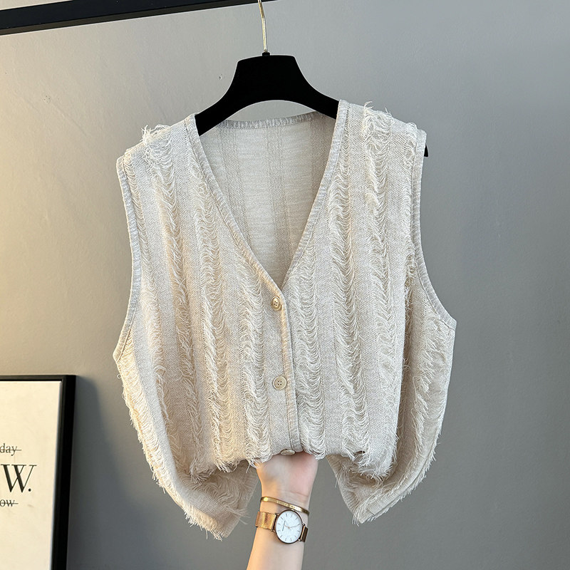 时尚开衫马甲背心女士外搭春秋新款2025年亚麻马夹坎肩针织外套,女装/女士精品,马夹,淘宝优惠券,粉丝福利购,淘宝优惠卷