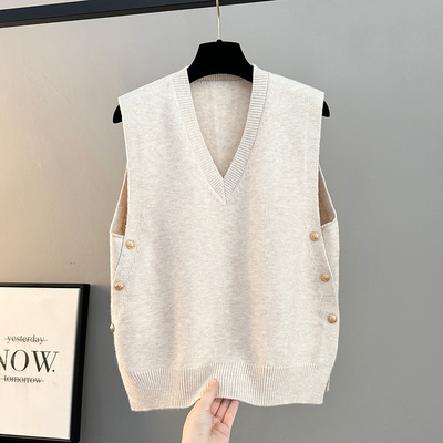 马甲女款2026新款春秋宽松外穿针织背心时尚毛衣外套坎肩春0121e