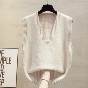 马甲女款背心外套春秋坎肩2026新款针织毛衣V领宽松秋冬马夹外穿