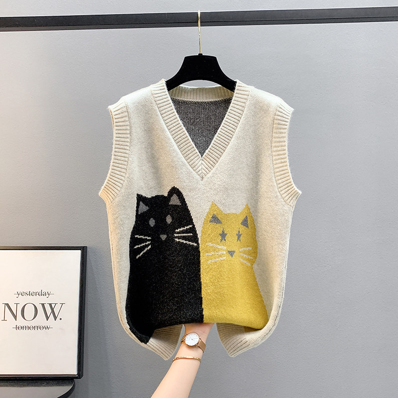 马甲女背心针织2026 新款春秋季减龄毛衣马夹潮流时尚V领宽松外穿,女装/女士精品,马夹,淘宝优惠券,粉丝福利购,淘宝优惠卷