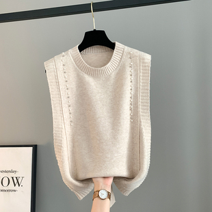 圆领套头马甲女士毛衣2025春秋新款宽松洋气叠穿坎肩冬潮