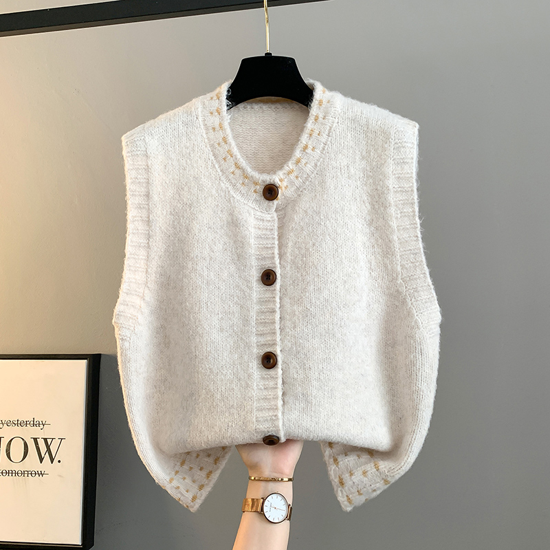 马甲女士外套针织背心毛衣坎肩