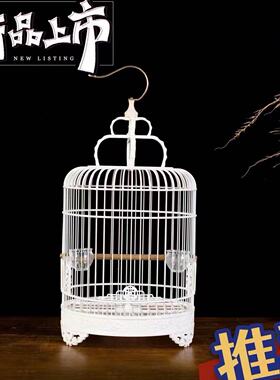 爆款ABS塑钢圆笼虎皮鹦鹉鸟笼玉鸟笼芙蓉相思黄雀马料金青洗澡笼