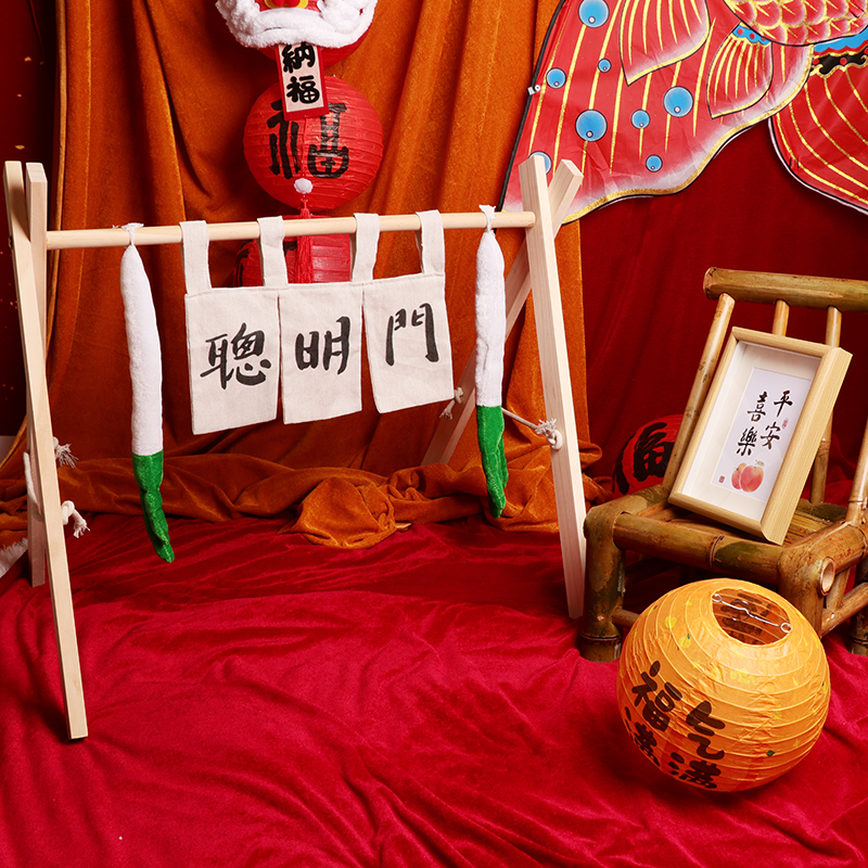 聪明门抓周宴仪式布置装饰周岁兔宝宝满月生日抓阄道具过葱门木架