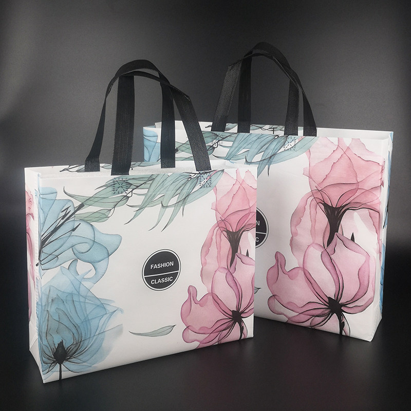 新款高档水墨画覆膜无纺布女装购物手提袋民族风丝绸定订制做LOGO