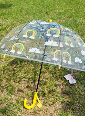 网红卡通女童幼儿园小学生儿童伞可爱加厚手开长柄伞宝宝透明雨伞
