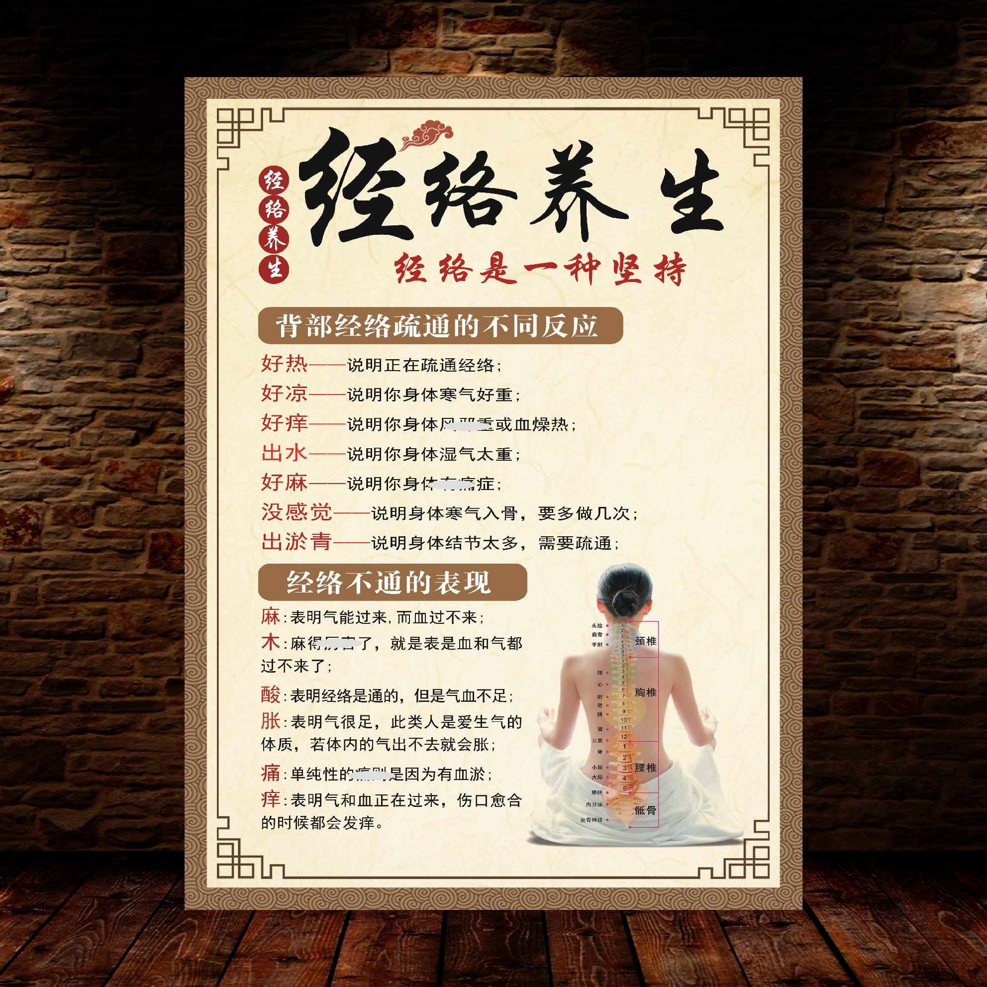 脊柱理疗中医养生馆背部经络疏通的好处挂图宣传图海报