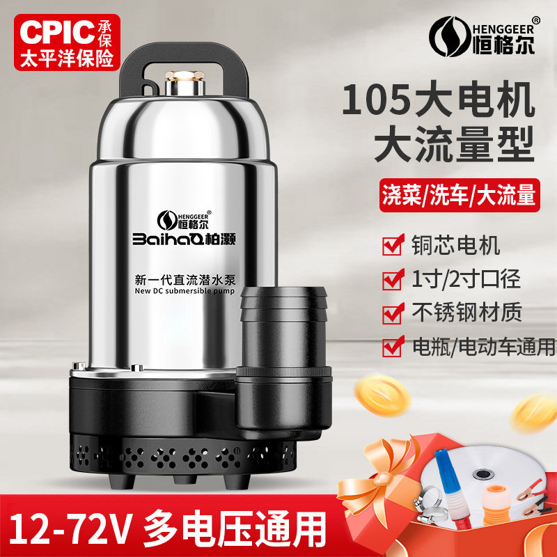 直流潜水泵12V抽水机浇菜24V48V60V伏电动车农用灌溉家用抽水泵