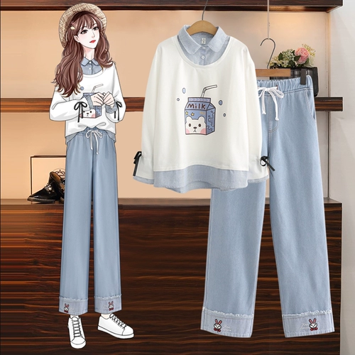 Джинсовые штаны для школьников, демисезонный комплект для отдыха, подходит для подростков, свободный крой